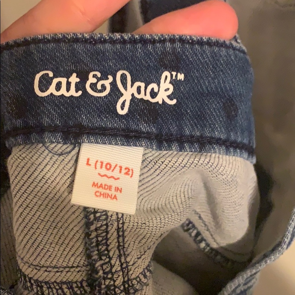 Girls faux denim polka dot skirted overalls - Picture 4 of 5